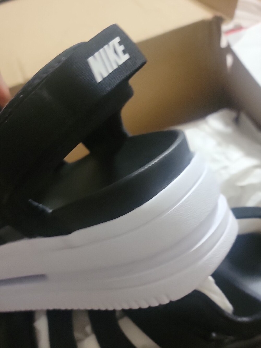 Nike Black Strap Platform Sandals with White Sole - Picture 5 of 9